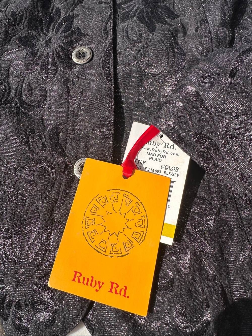 Ruby Rd. Black Embossed Jacket with Orange Label - Picture 4 of 7